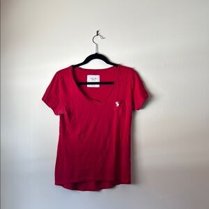 Red V-Neck Women's Top